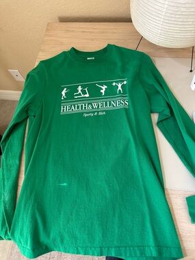 Sporty & Rich Green 'Health & Wellness' Long Sleeve Tee XS